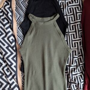 NTW American Eagle Outfitters Olive Ribbed Tank Top
